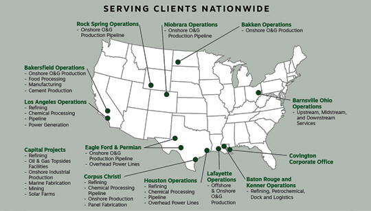 Map of the United States showing the various Ardent locations